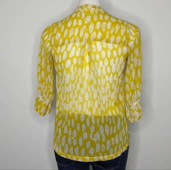✨3/$15 Dolan yellow & white sheer blouse XS - Picture 7 of 10